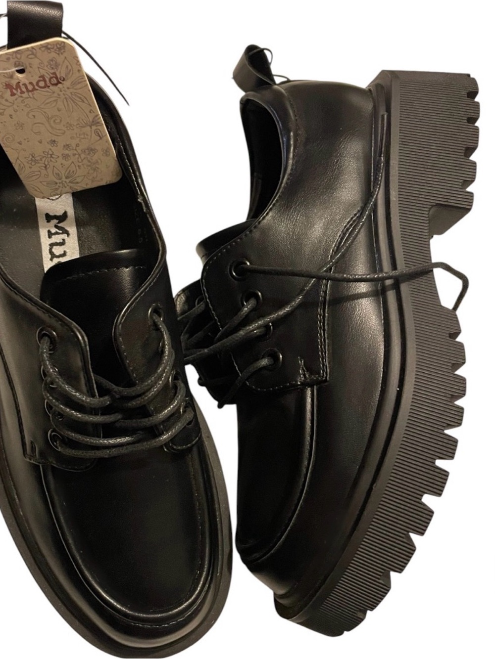 Mudd Women's Black Chunky Platform Oxford Shoes